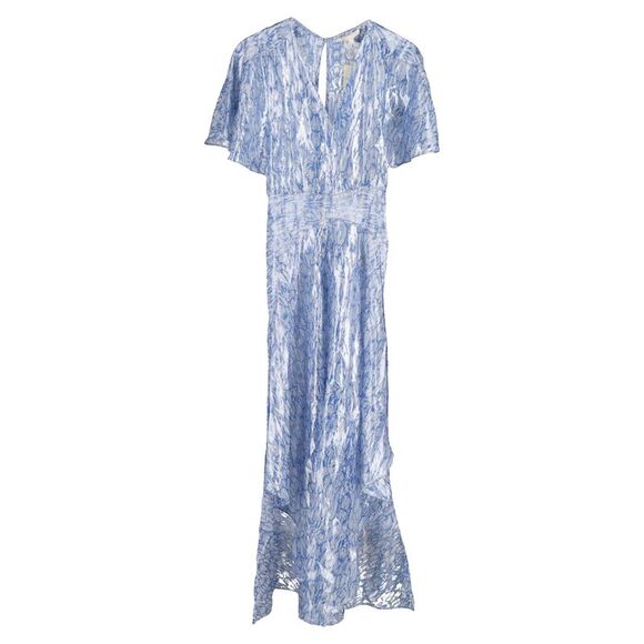Maje Rolls Printed Maxi Dress in Blue Silk